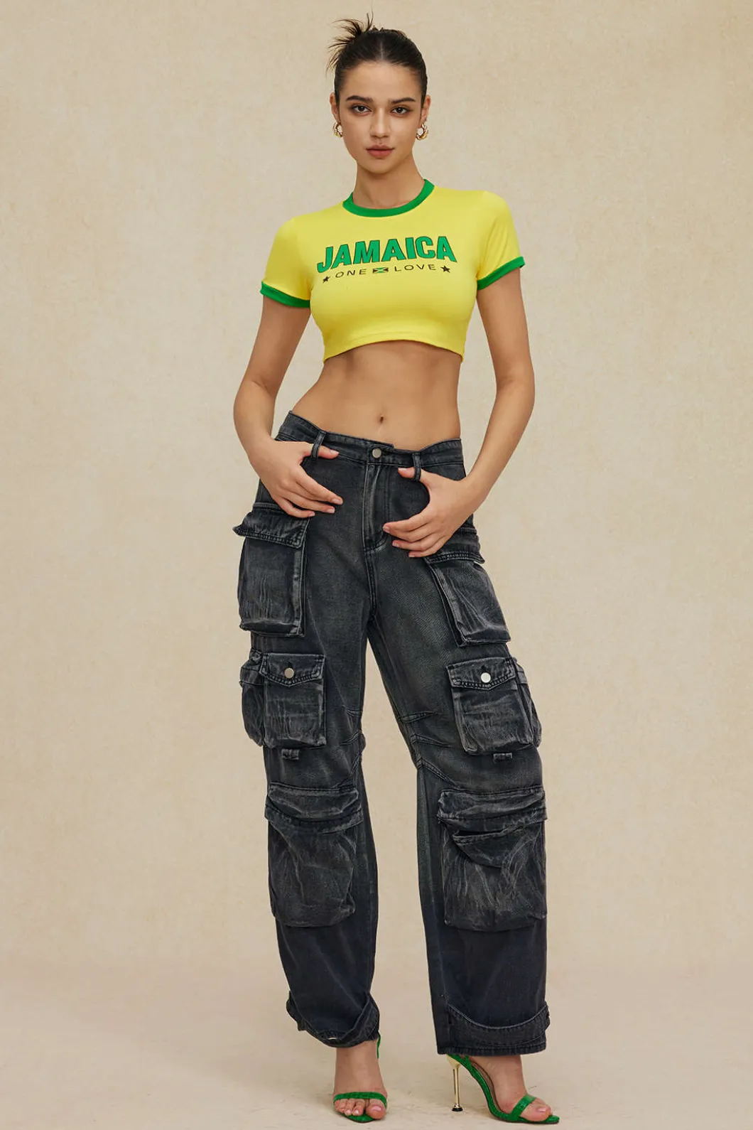 Letter Printed Crop T-shirt>MICAS New