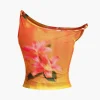 Lily Print Asymmetric Crop Tank Top>MICAS Online