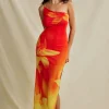 Lily Print Asymmetric One Shoulder Maxi Dress>MICAS Discount