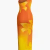 Lily Print Asymmetric One Shoulder Maxi Dress>MICAS Discount
