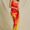 Lily Print Asymmetric One Shoulder Maxi Dress>MICAS Discount