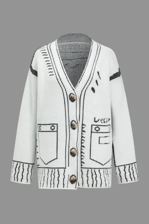 Line Pattern Sweater Cardigan>MICAS Online