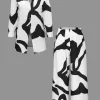 Line Print Button Up Shirt And High Waist Wide Leg Pants Set>MICAS Sale