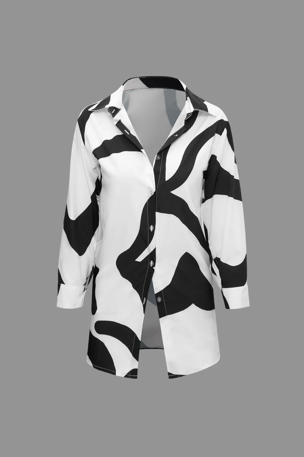 Line Print Button Up Shirt And High Waist Wide Leg Pants Set>MICAS Sale