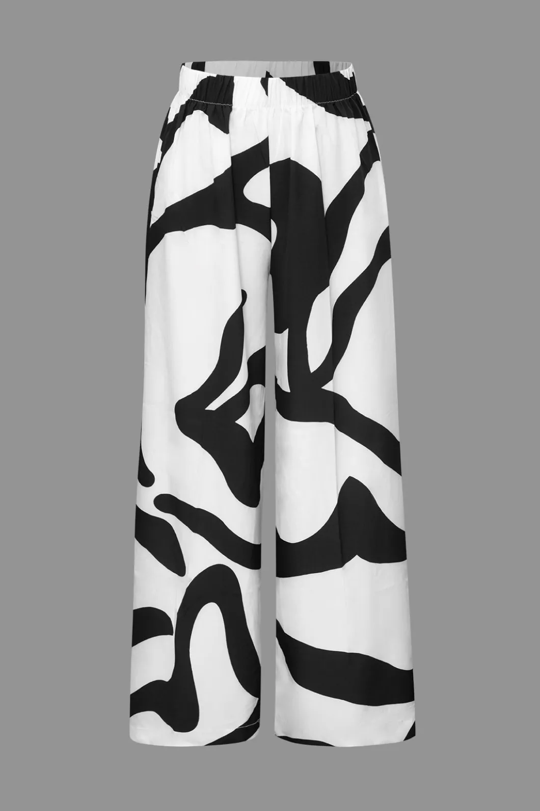 Line Print Button Up Shirt And High Waist Wide Leg Pants Set>MICAS Sale