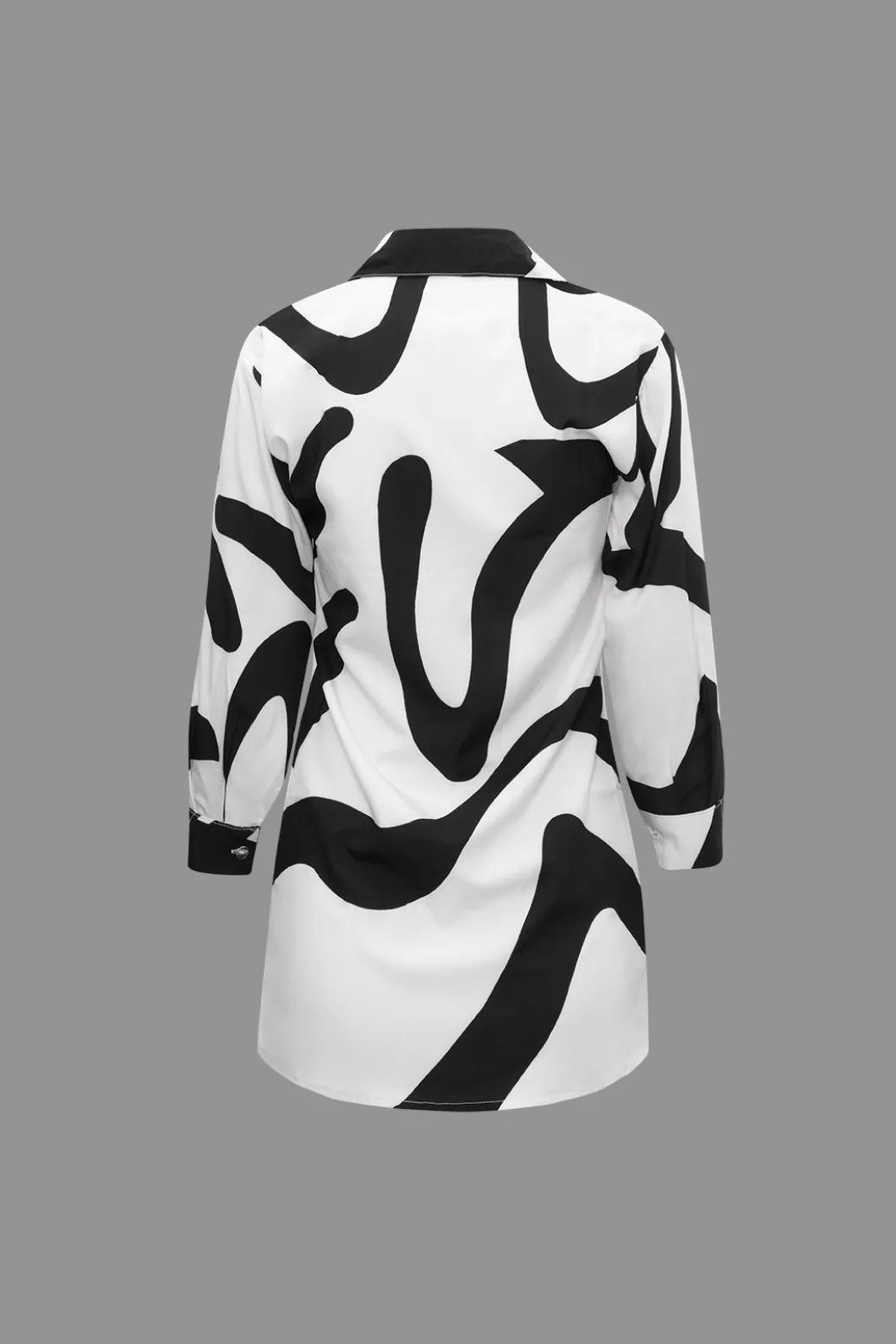 Line Print Button Up Shirt And High Waist Wide Leg Pants Set>MICAS Sale