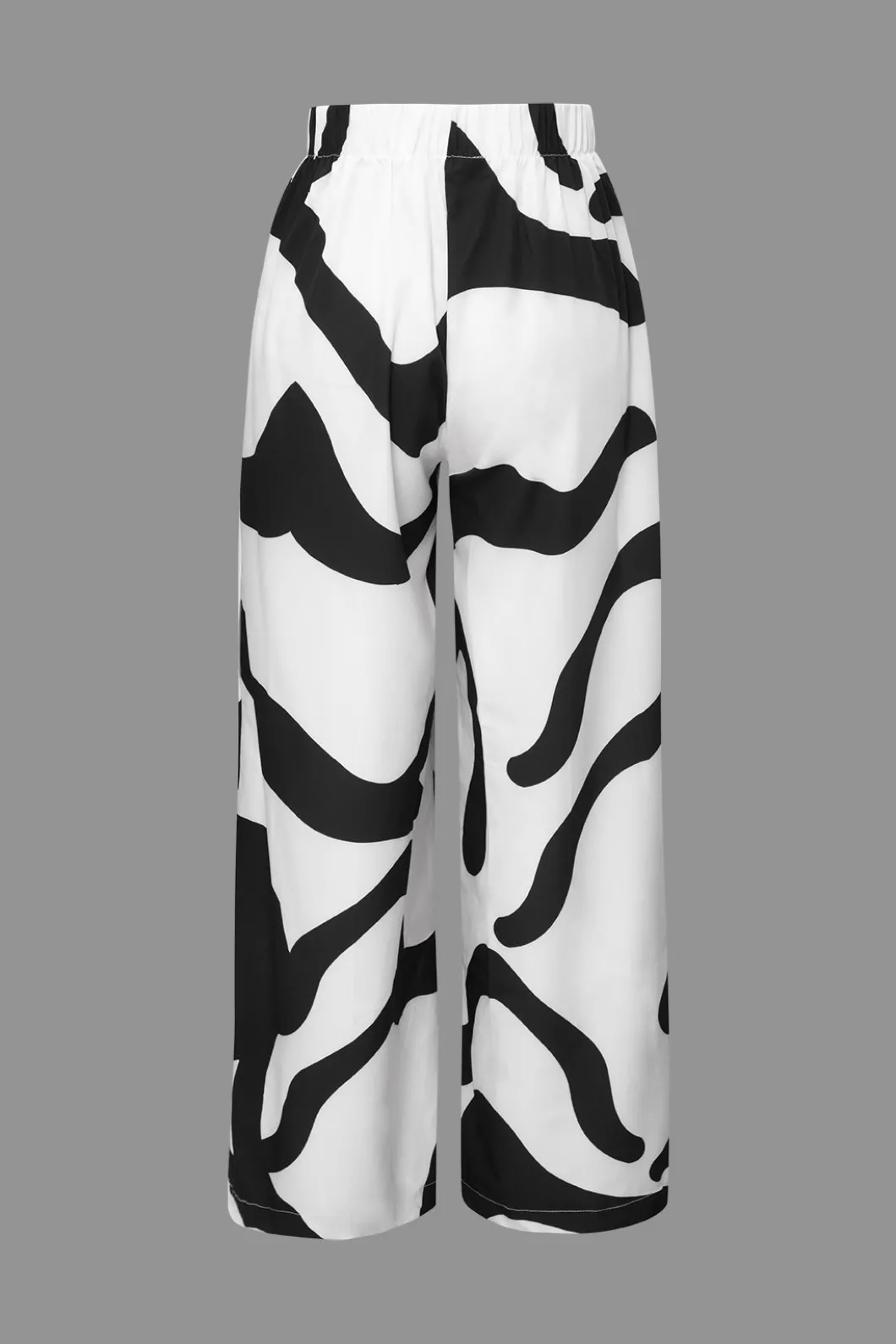 Line Print Button Up Shirt And High Waist Wide Leg Pants Set>MICAS Sale