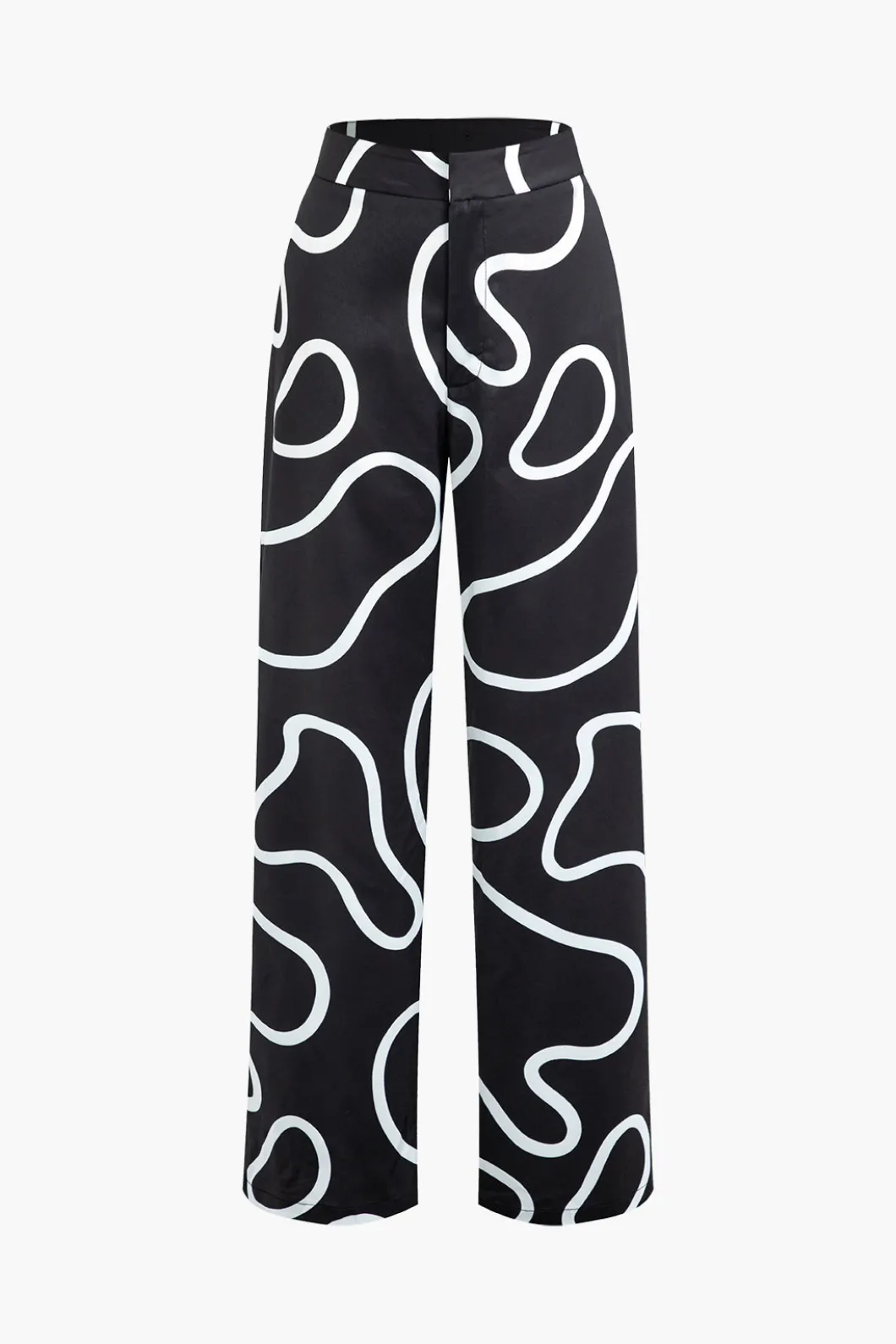 Line Print Straight Leg Pants>MICAS Fashion
