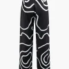 Line Print Straight Leg Pants>MICAS Fashion