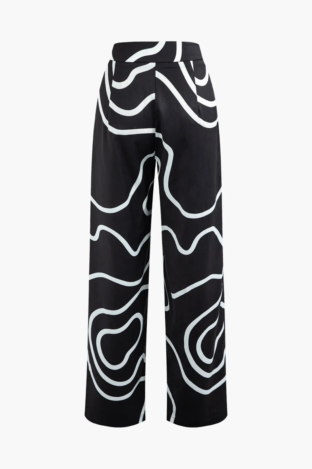 Line Print Straight Leg Pants>MICAS Fashion