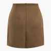 Linen Button Patchwork Pleated Skirt>MICAS New