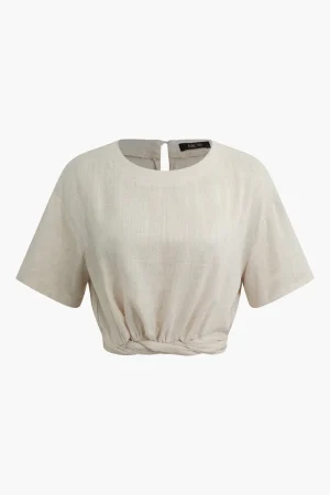 Linen Crop Short Sleeve Shirt>MICAS Best