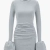 Long Sleeve Puff Sleeve Round Neck Mini Dress>MICAS Discount