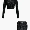 Long Sleeve Top And Cut Out Skirt Set>MICAS Best