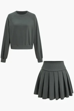 Long Sleeve Top And Pleated Skirt Set>MICAS Clearance