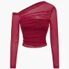 Mesh Asymmetrical Long-Sleeve Top>MICAS Clearance