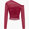 Mesh Asymmetrical Long-Sleeve Top>MICAS Clearance