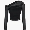 Mesh Asymmetrical Long-Sleeve Top>MICAS Clearance