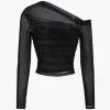 Mesh Asymmetrical Long-Sleeve Top>MICAS Clearance