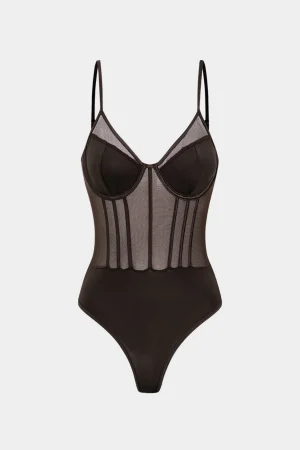 Mesh Backless Bustier Bodysuit>MICAS New