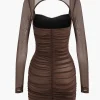 Mesh Backless Long Sleeve Mini Dress>MICAS Sale