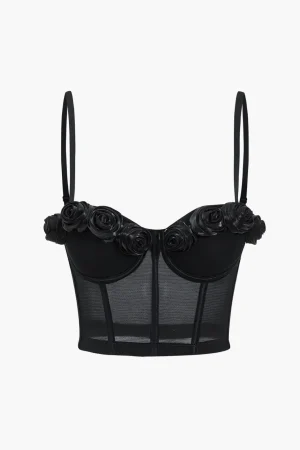 Mesh Bustier Appliques Cami Top>MICAS Sale