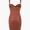 Mesh Draped Bodycon Mini Dress>MICAS Best