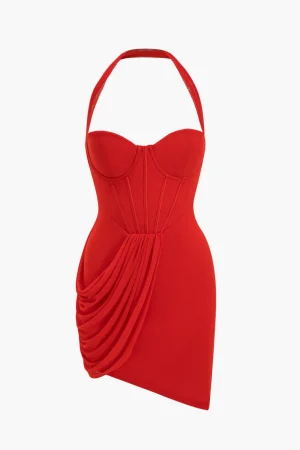 Mesh Halter Neck Backless Bustier Mini Dress>MICAS Clearance