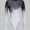 Mesh Long Sleeve Contrast Print Bodysuit>MICAS Best