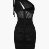 Mesh One Shoulder Corset Sleeveless Mini Dress>MICAS Outlet