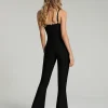 Mesh Panel Flared Leg Jumpsuit>MICAS Hot
