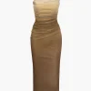 Mesh Ruched Cami Maxi Dress>MICAS Best