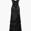 Mesh Ruched Layered Frill Slip Maxi Dress>MICAS Discount