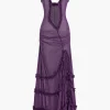 Mesh Ruched Layered Frill Slip Maxi Dress>MICAS Discount