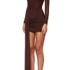 Mesh Ruched Long Sleeve Mini Dress>MICAS Best