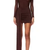 Mesh Ruched Long Sleeve Mini Dress>MICAS Best