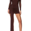 Mesh Ruched Long Sleeve Mini Dress>MICAS Best