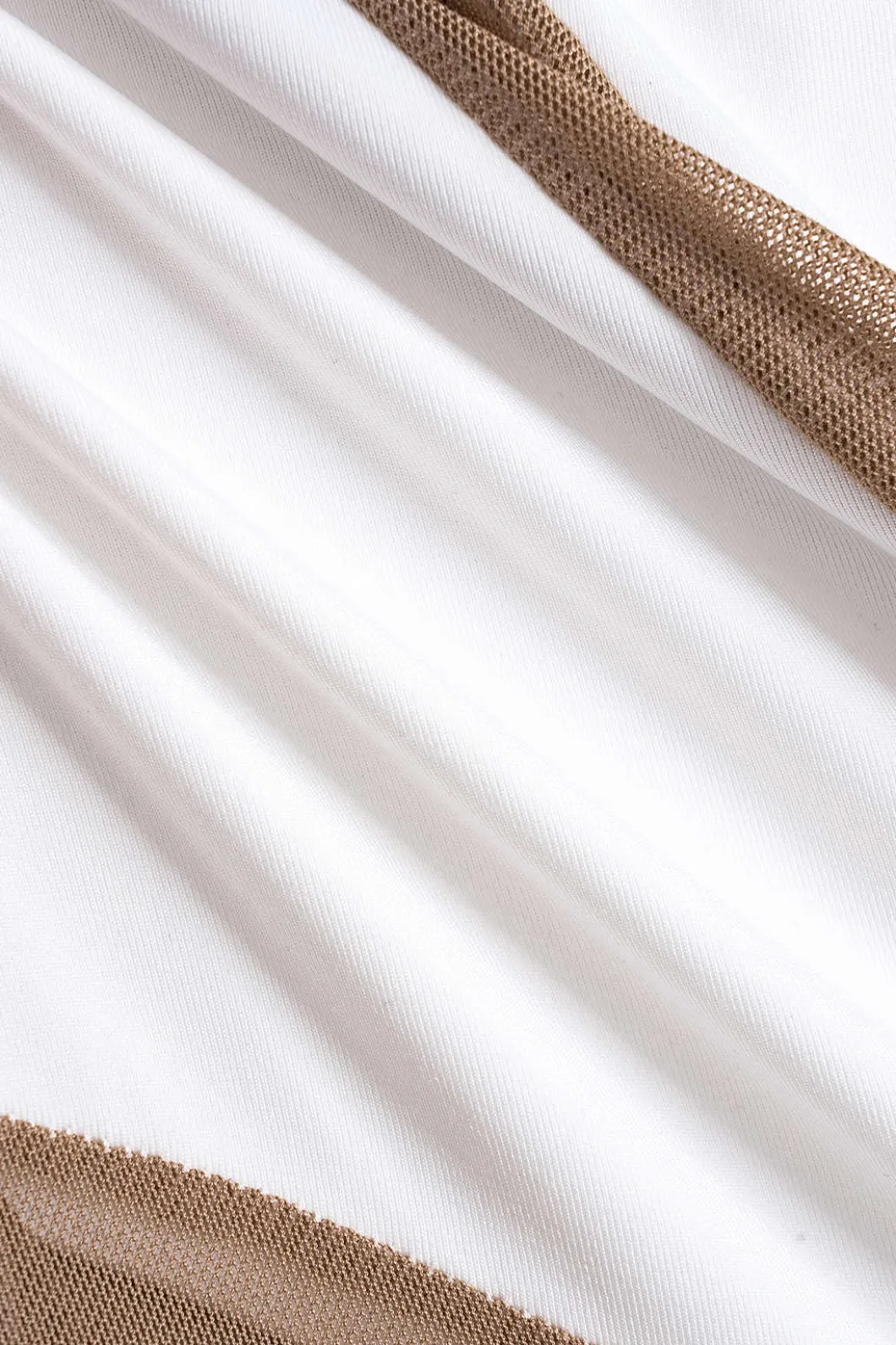 Mesh Sheer Patchwork One Shoulder Long Sleeve Bodysuit>MICAS Best