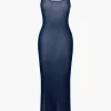 Mesh Square Neck Sleeveless Maxi Dress>MICAS Best