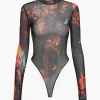 Mesh Tie Dye Print Long Sleeve Bodysuit>MICAS Discount