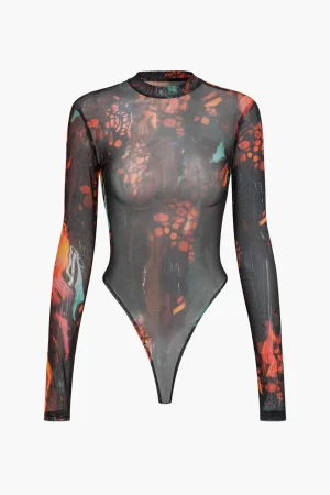Mesh Tie Dye Print Long Sleeve Bodysuit>MICAS Discount