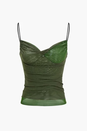 Mesh Twist Knot Cami Top>MICAS Clearance