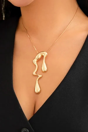 Metal Irregular Teardrop Liquid Design Necklace>MICAS Sale