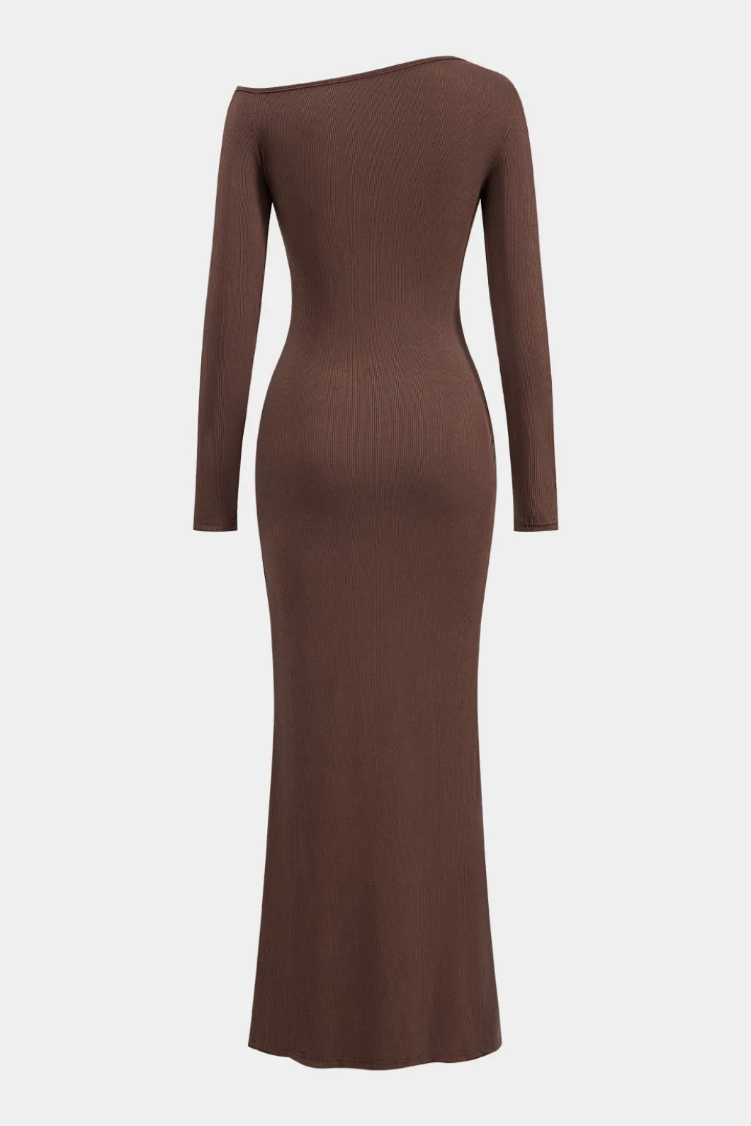 Metallic Beaded Cut Out Asymmetry Neck Long Sleeve Maxi Dress>MICAS Fashion