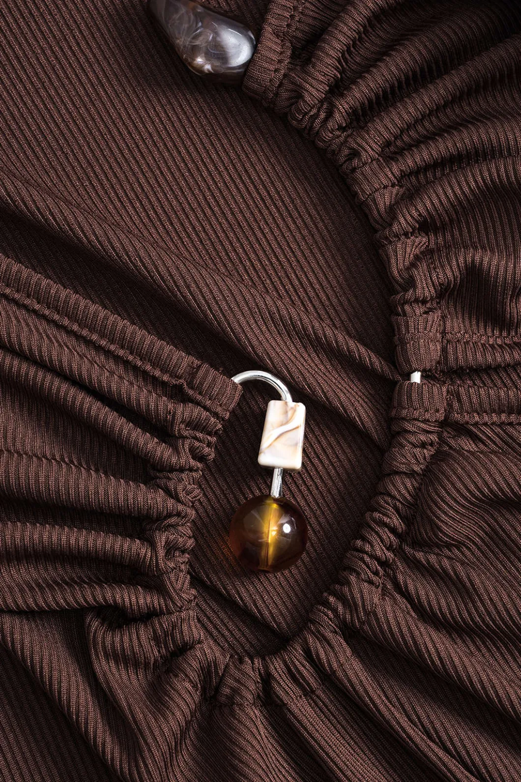 Metallic Beaded Cut Out Asymmetry Neck Long Sleeve Maxi Dress>MICAS Fashion