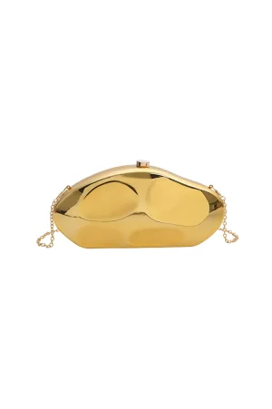 Metallic Box Shape Clutch Bag>MICAS Online