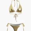 Metallic Halter Side Tie Bikini Set>MICAS Discount