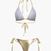 Metallic Halter Side Tie Bikini Set>MICAS Discount
