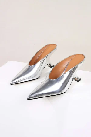 Metallic Pointed Low Heels>MICAS Hot