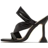 Metallic Ruched Square-toe High Heels Sandals>MICAS Hot